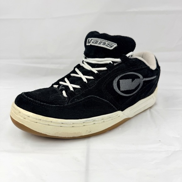 Womens Vtg Y2K Vans Chunky Puffy Skate Shoes Fat Tongue Black Sz 8 Suede Grunge - Picture 6 of 13